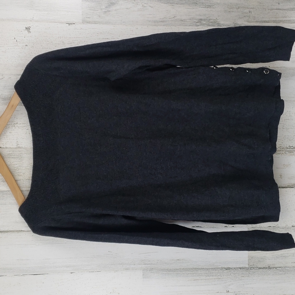 Ann Taylor factory charcoal gray lightweight sweater button detail Size Large